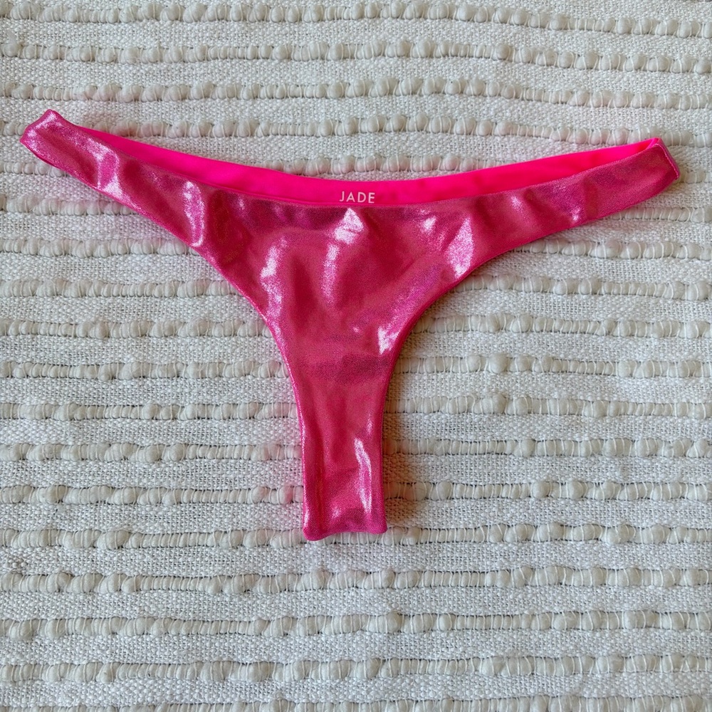 NWOT Jade Swim Hot Pink Expose Shimmer Cheeky Bikini Bottoms Size XL